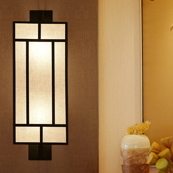 Lámpara Aplique de Pared de 1 Luz de Hierro con Pantalla de Tela Rectangular Retro Contemporánea para Comedor 