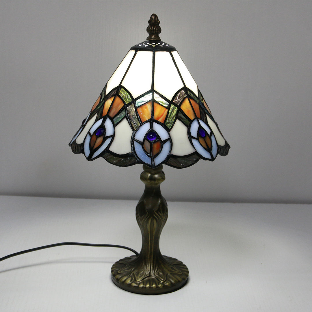 Vintage Tiffany Tierblumen Dekoration Buntglas Kuppel 1-Licht Tischlampe 