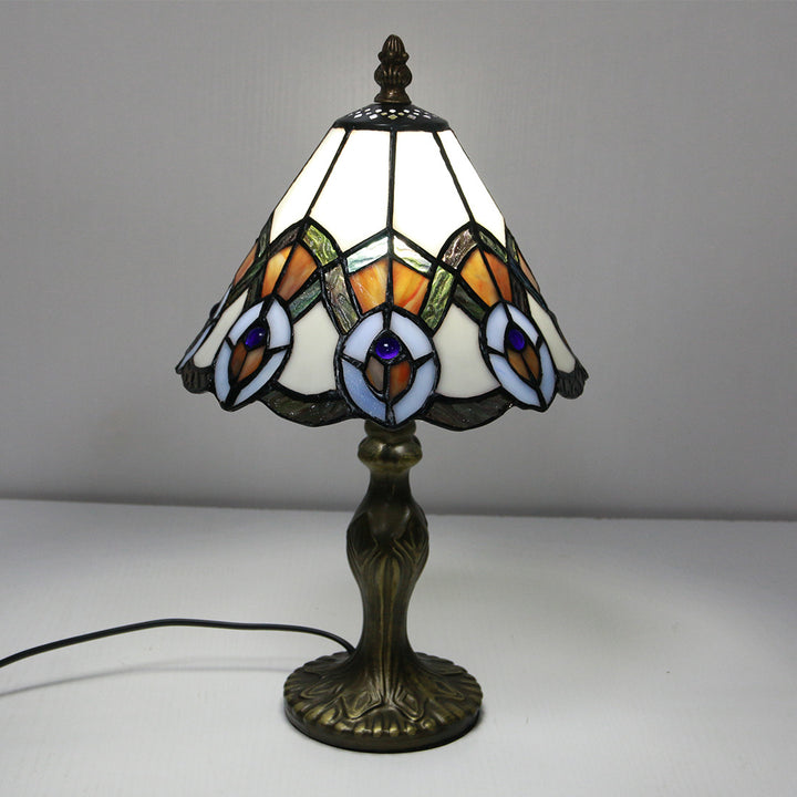 Vintage Tiffany Tierblumen Dekoration Buntglas Kuppel 1-Licht Tischlampe 