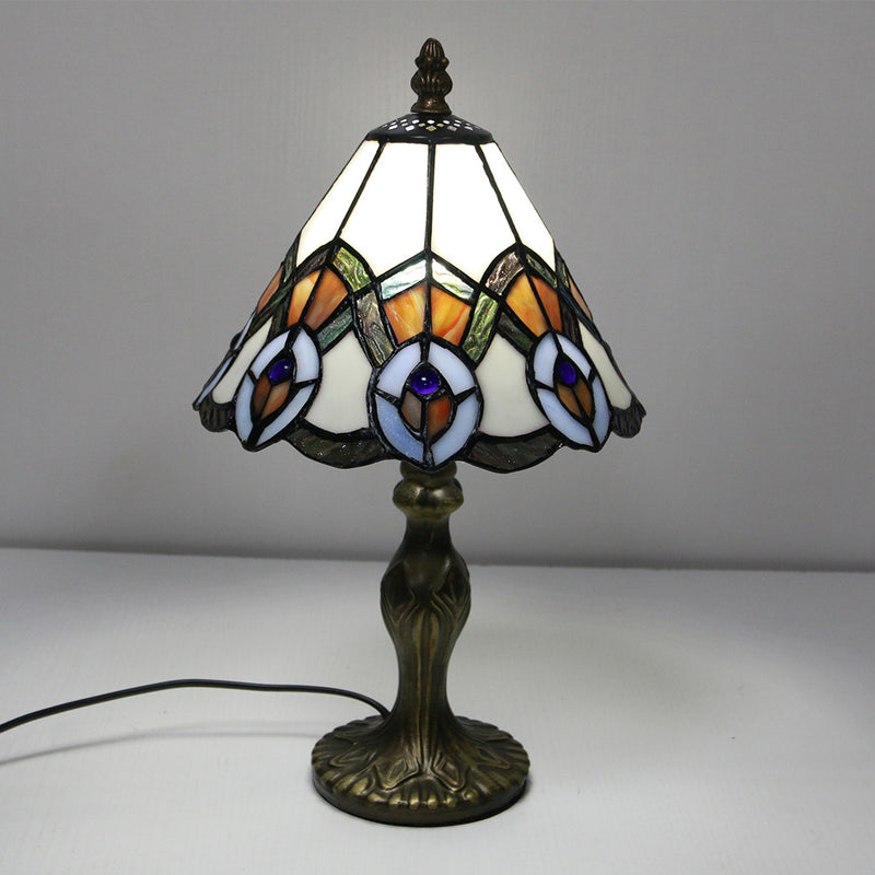 Vintage Tiffany Animal Flower Decoration Stained Glass Dome 1-Light Table Lamp