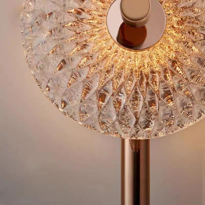 Französische leichte Luxus-Kupfer-Wasser-Muster-Glas-Runde-LED-Wandleuchte 
