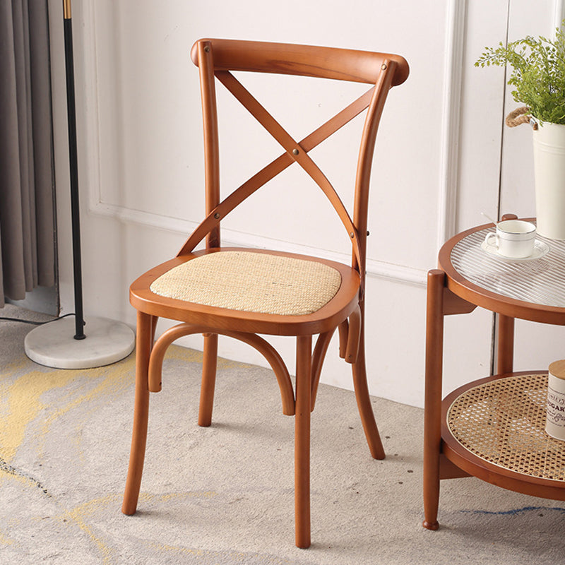 Dossier de chaise de salle à manger en rotin tissé rustique traditionnel en bois éponge rond rectangulaire 