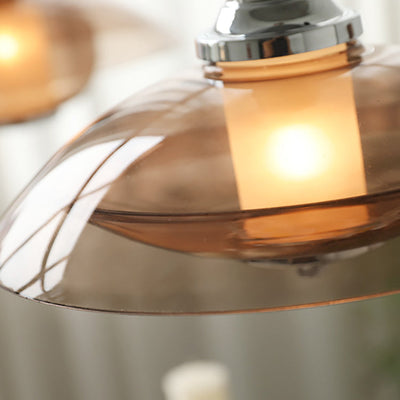Zeitgenössische nordische bernsteinfarbene Glasscheibe aus Eisen mit 1 Licht für Wohnzimmer 