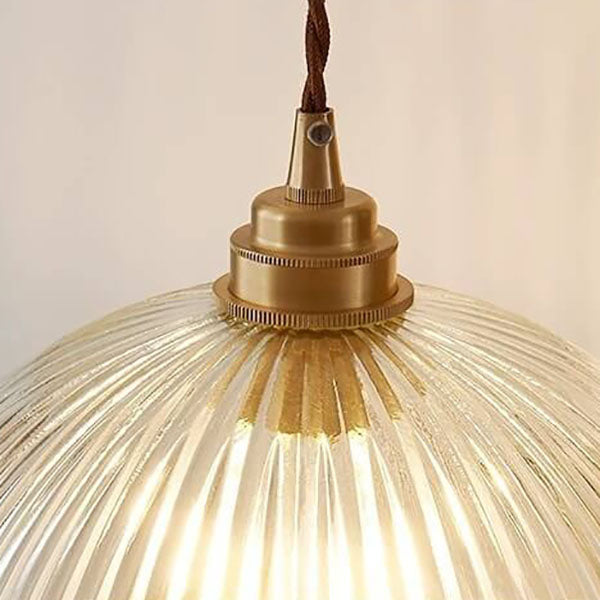 Modern Minimalist Clear Brass Glass Dome Pot Lid 1-Light Pendant Light