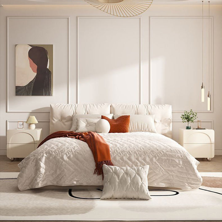 Table de nuit moderne minimaliste rectangulaire avec base ronde en acier au carbone et 2 tiroirs pour chambre 