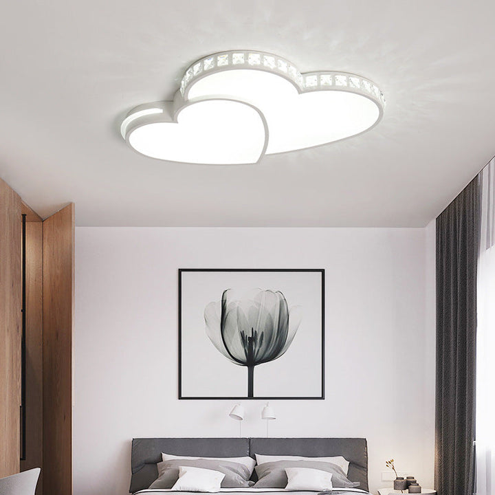 Zeitgenössische Einfachheit Kristall Rand Acryl Herz Form LED Unterputz Deckenleuchte für Schlafzimmer 