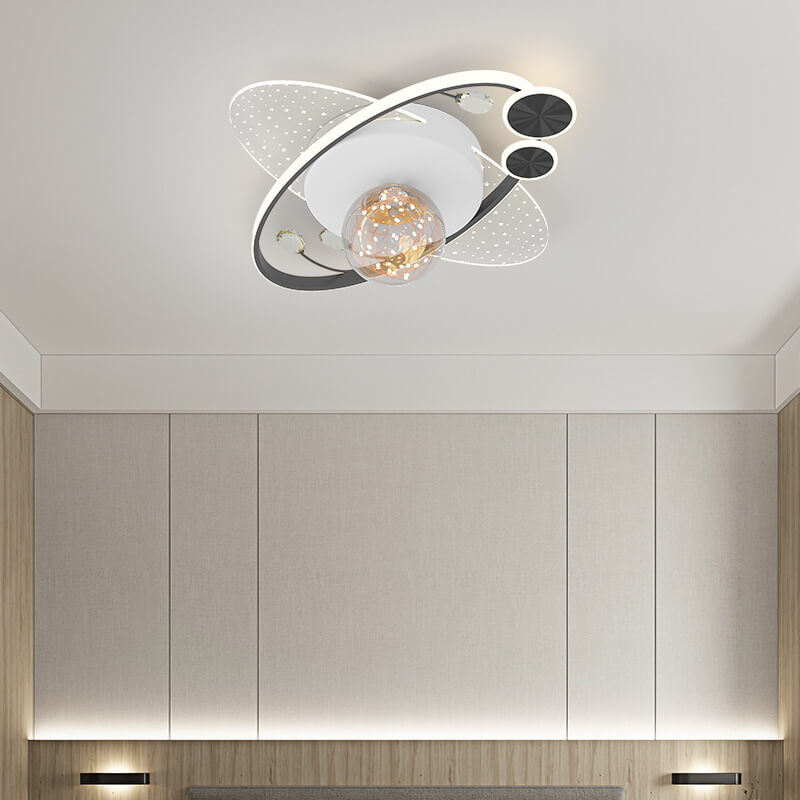 Contemporary Nordic Iron Acrylic Elliptical Star LED Semi-Flush Mount Ceiling Light For Bedroom