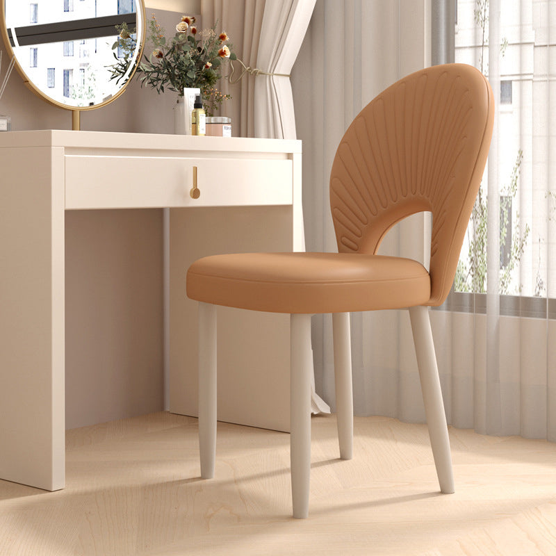 Moderner minimalistischer gebogener halbrunder quadratischer PU-Leder-Eisen-Esszimmerstuhl ohne Armlehne für das Esszimmer 