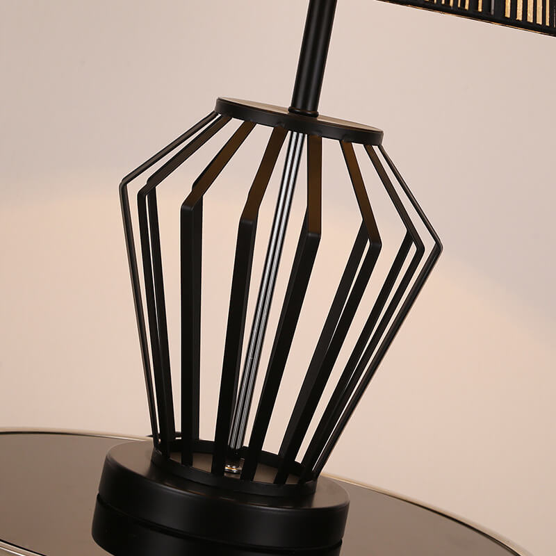Chinese Classical Handmade Silk Thread Iron Hollow Base 1-Light Table Lamp
