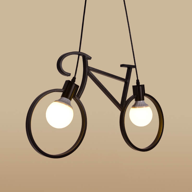 Contemporary Creative Bicycle Shape Iron 2-Light Kids Chandelier For Living Room &amp; Bedroom