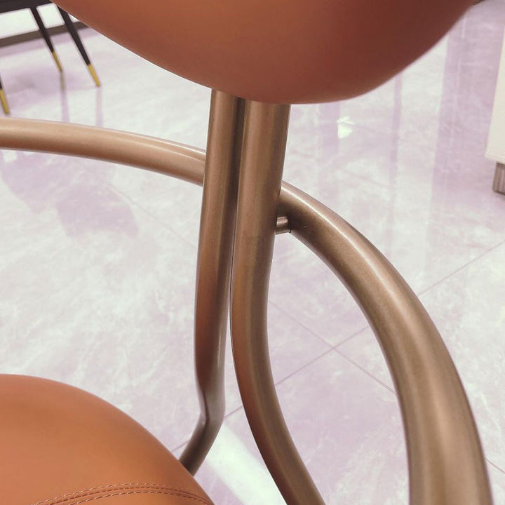 Contemporary Luxury Round Microfiber Leather Stainless Steel Chair Backrest Armless For Living Room