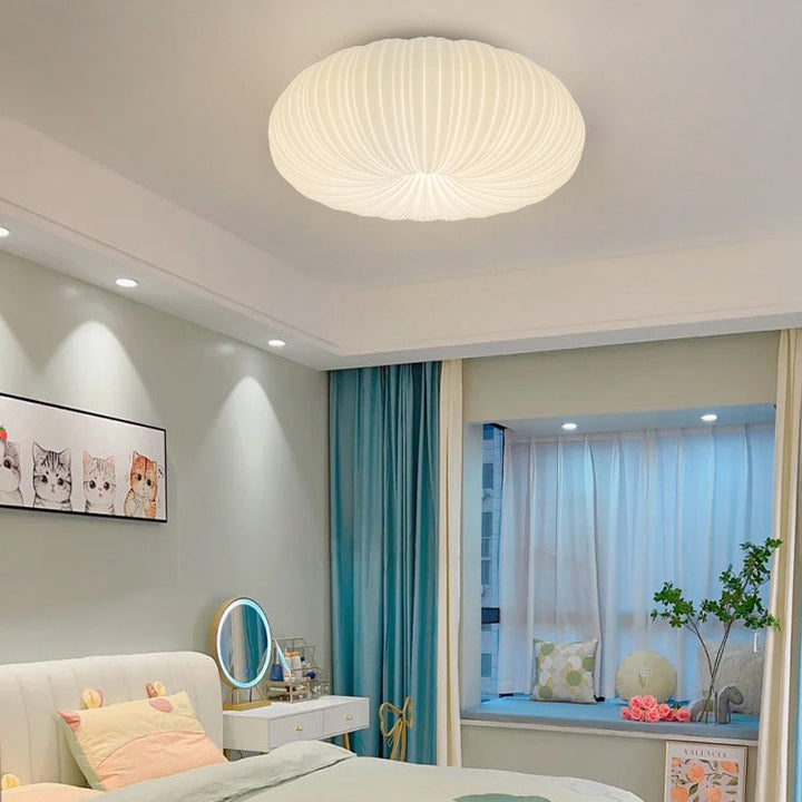 Lustre moderne minimaliste PE avec abat-jour en forme de citrouille, matériel LED, montage encastré pour salon 