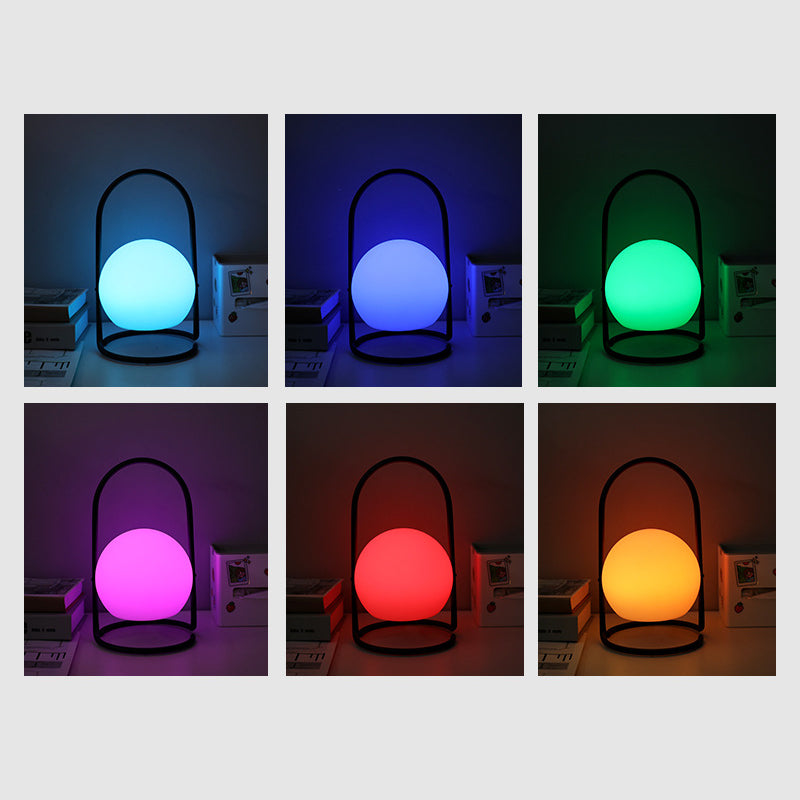 Contemporary Nordic Metal PE Ball Egg Cube Cylinder LED Hanging Rechargeable Table Lamp For Bedside