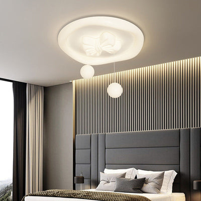 Zeitgenössische kreative Kinder Runde Bogen Orb Eisen gerollt Kunststoff LED Unterputz Deckenleuchte für Schlafzimmer 