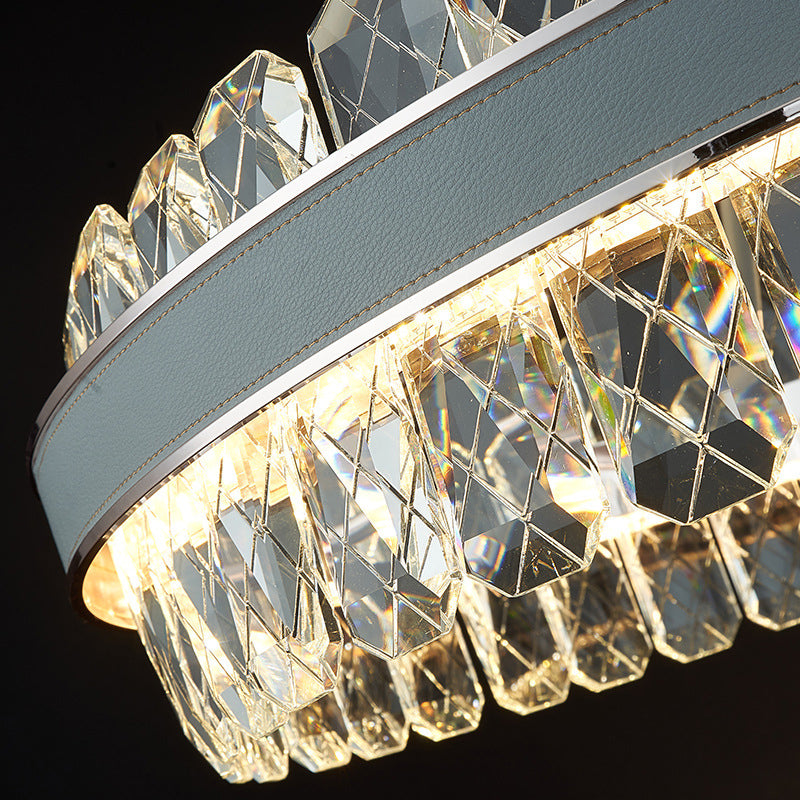 Modern Luxury Crystal Round Iron Crystal LED Chandelier For Bedroom