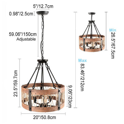 Retro Industrial Gear Iron Wooden Twine 2-Licht-Inselleuchte Kronleuchter 