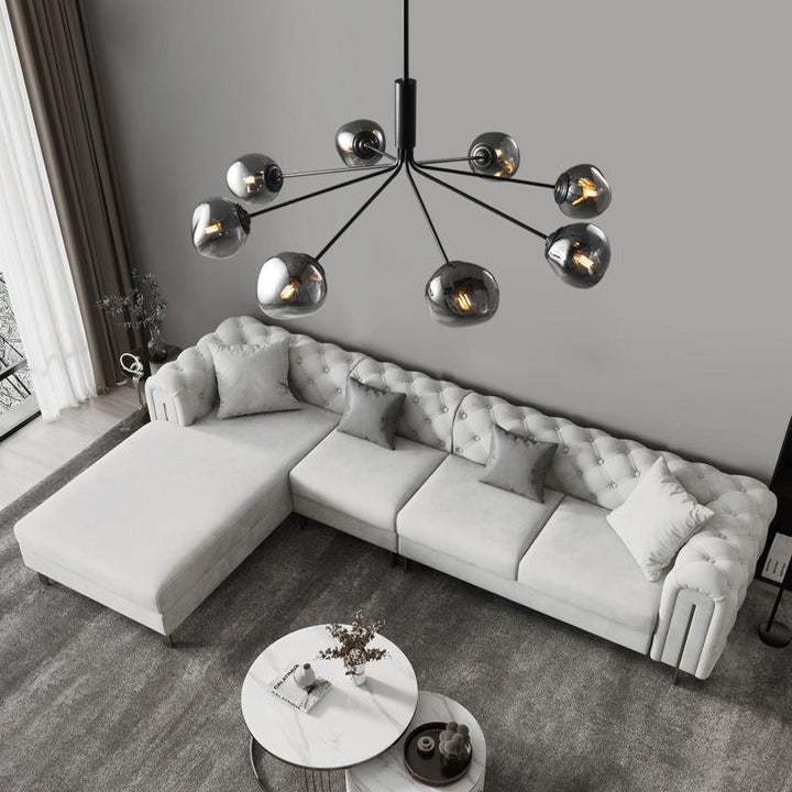 Lustre contemporain créatif en orbe de lave tout en cuivre avec verre 3/5/8 lumières pour salon 