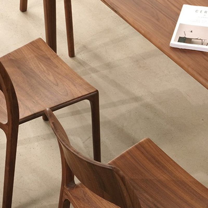 Chaise de salle à manger carrée en bois de noyer rétro contemporain avec dossier pour salle à manger 