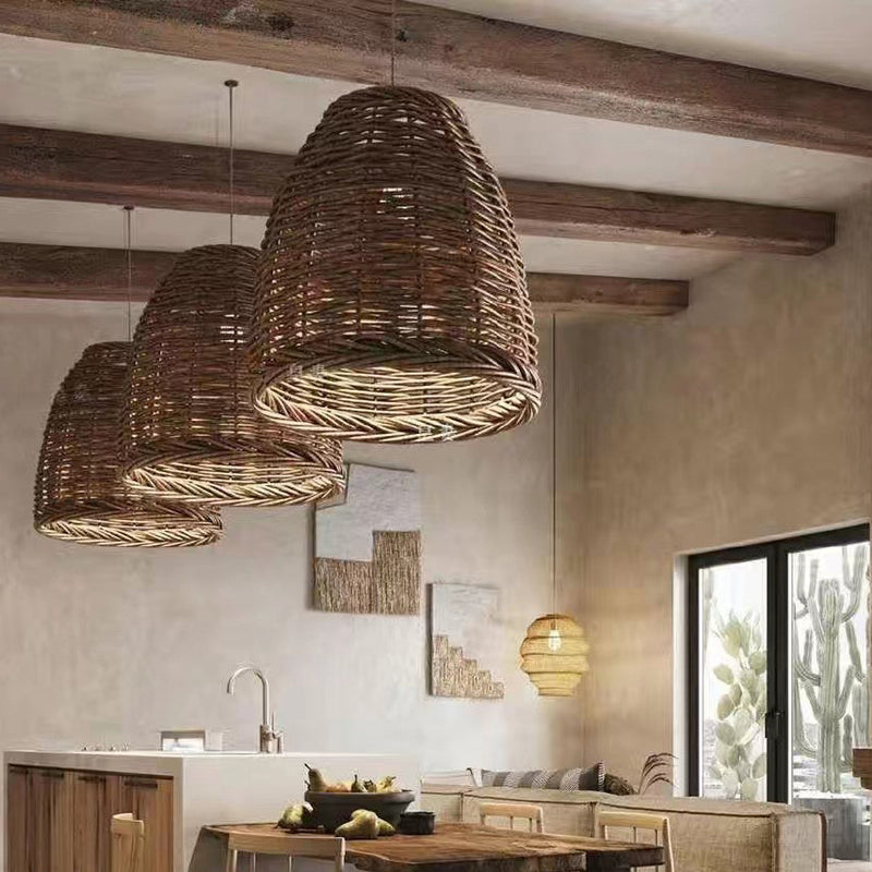 Traditionelle zylindrische Pendelleuchte im Landhausstil mit 1 Licht im Grasranken-Design für das Wohnzimmer 