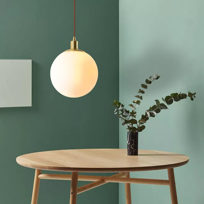 Nordischer Minimalistischer Weißer Orb 1-Licht Pendelleuchte 