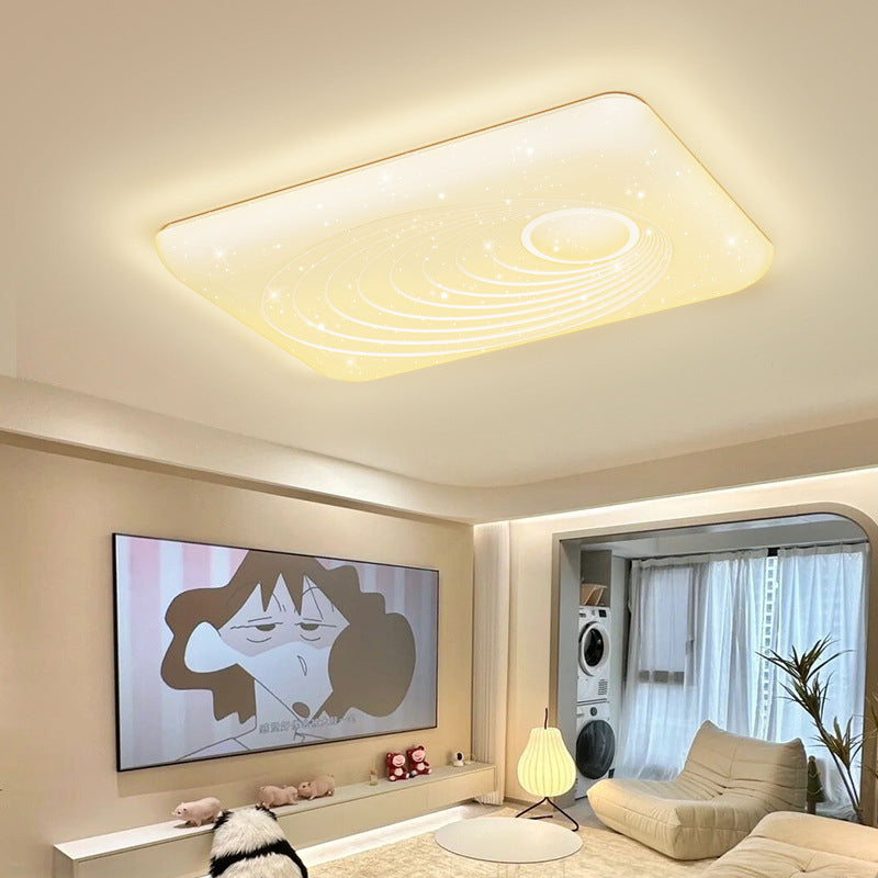 Moderne minimalistische Creme Rechteck Eisen PVC LED Unterputz Deckenleuchte für Wohnzimmer 
