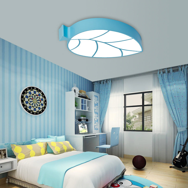 Luz de techo LED empotrada elíptica de metal acrílico con follaje de simplicidad moderna para dormitorio infantil 
