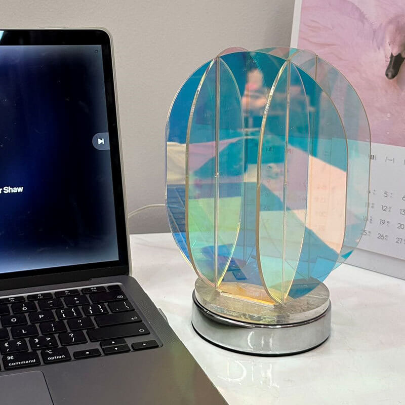 Modern Minimalist Clear Dazzle Acrylic Iron USB Geometry LED Art Decoration Table Lamp For Bedroom