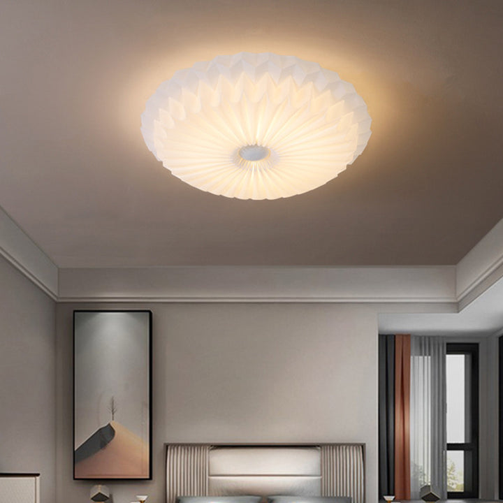 Moderne Einfachheit Metall Acryl Runde Plissee LED Unterputz Deckenleuchte für Schlafzimmer 