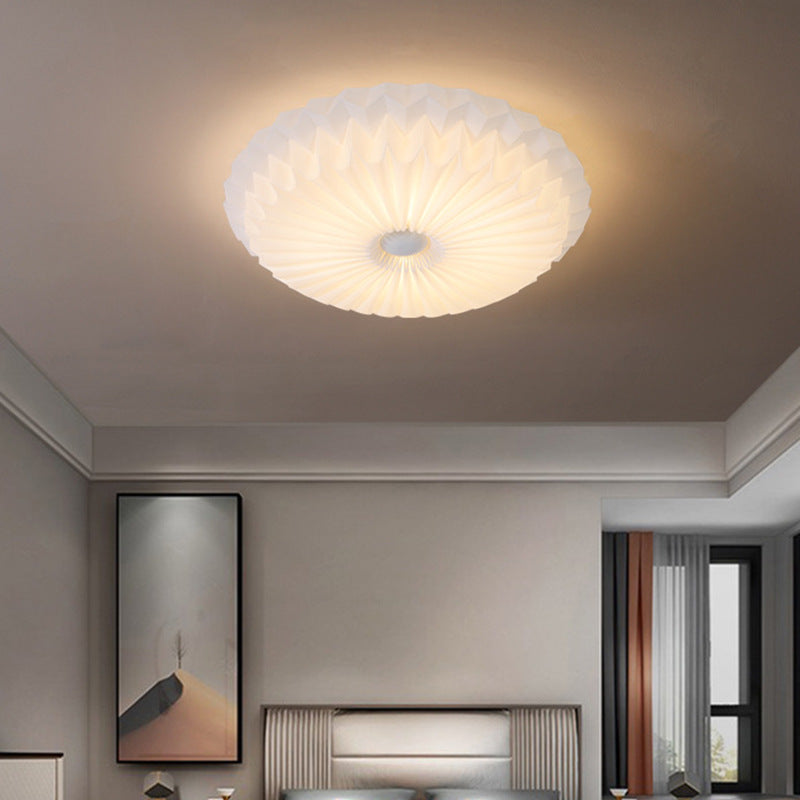 Luz de techo empotrada LED redonda de metal acrílico con pliegues de simplicidad moderna para dormitorio 