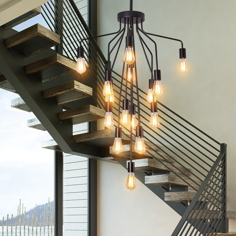 Traditioneller Vintage-Kronleuchter mit Eisenzweig und Glasschirm, 16/22 Lichter, für Wohnzimmer 