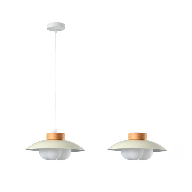 Zeitgenössische nordische Eisenholz PE Schüssel 1/2/3 Licht Kronleuchter Insel Licht für Esszimmer 