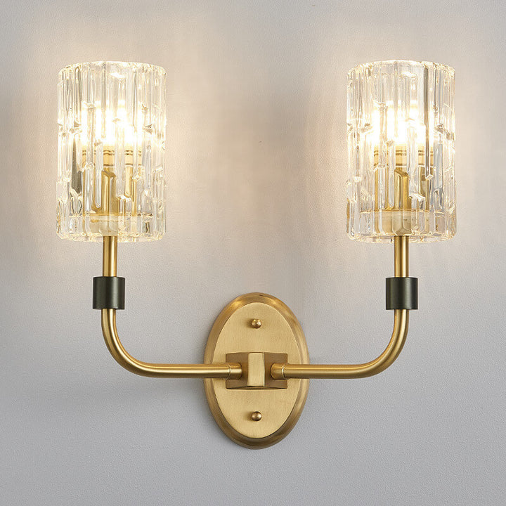 Modern Luxury Glass Cup Copper 1/2 Light Wall Sconce Lamp For Bedroom