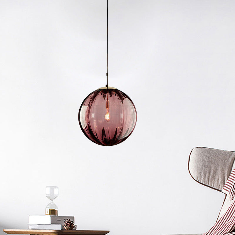 Zeitgenössische nordische Wasserwellen-Pendelleuchte aus kugelförmigem Glasschirm mit 1 Licht für das Wohnzimmer 
