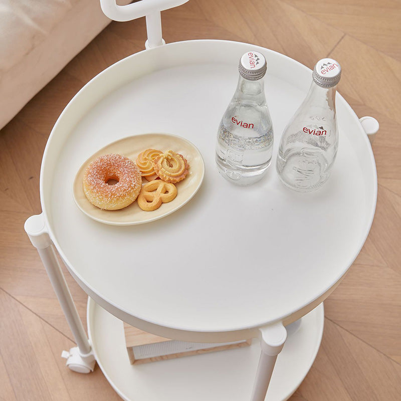 Moderner minimalistischer runder Couchtisch aus PP und Carbonstahl, drehbar, mit zwei Ebenen, für das Wohnzimmer 
