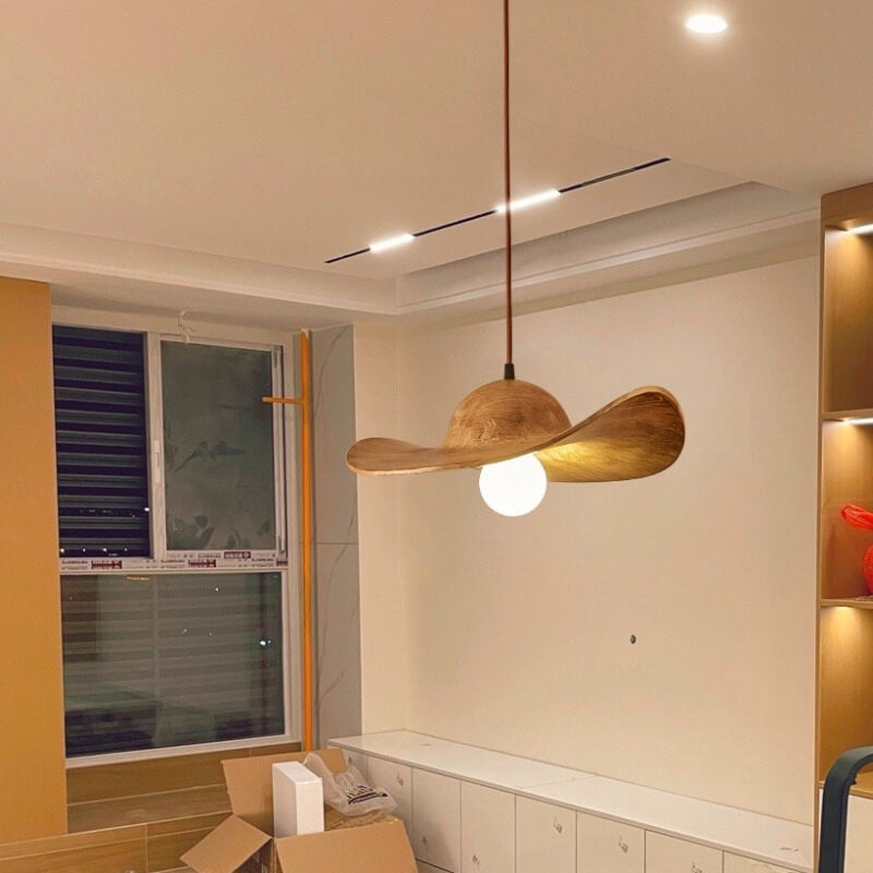 Contemporary Nordic Hat Design Resin 1-Light Pendant Light For Living Room