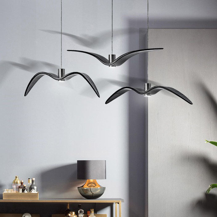 Personnalité créative nordique Suspension LED en fer forgé avec mouette 