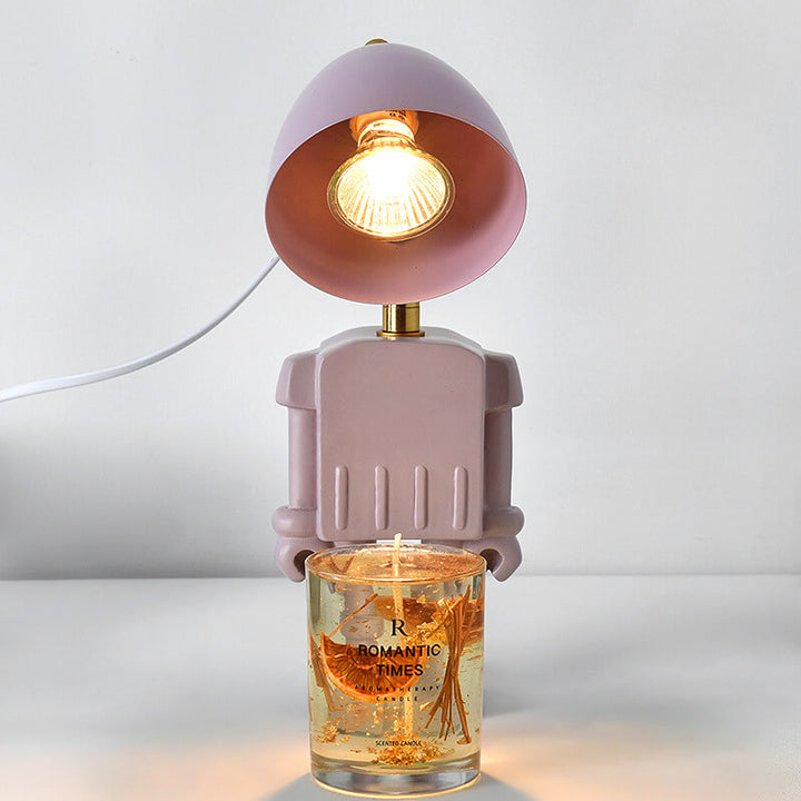 Modern Art Deco Resin Iron Robot 1-Light Melting Wax Table Lamp For Bedroom