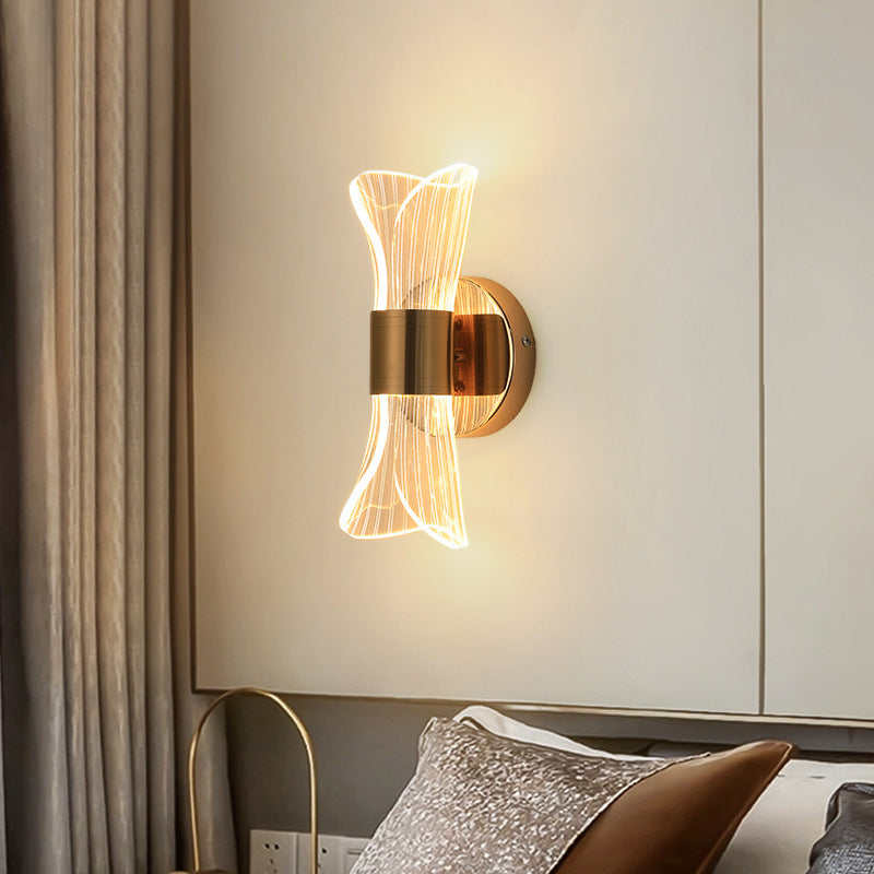 مصباح حائط LED بتصميم بتلة قابلة للطي من الأكريليك والحديد النوردي المعاصر للجانب السرير 