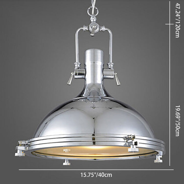 Suspension lumineuse contemporaine industrielle polonaise en fer avec abat-jour semi-circulaire à 1 lumière pour salle à manger 