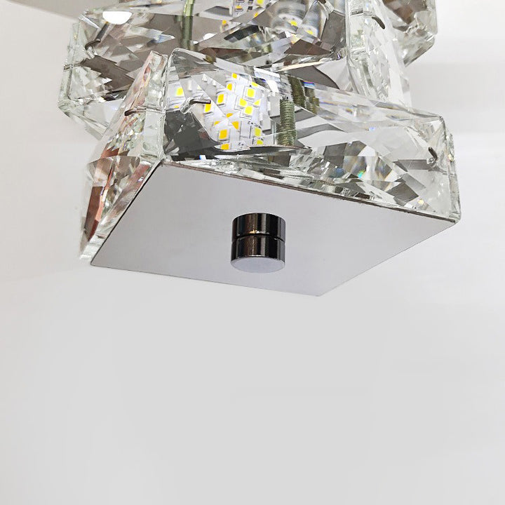 Luz de techo montada al ras semi-empotrada LED de hardware de cuboide de cristal de lujo contemporáneo para sala de estar 