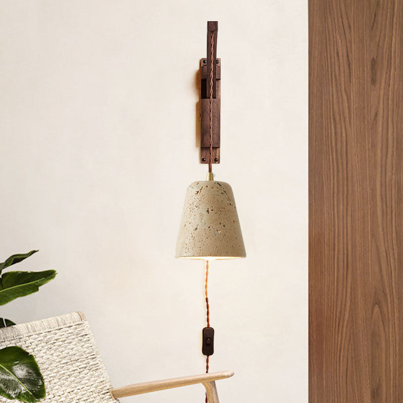 Japanese Wabi-Sabi Solid Wood Horn 1-Light Wall Sconce Lamp