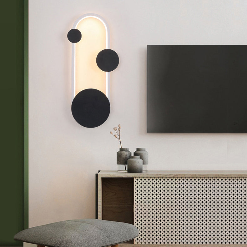 Aplique de pared LED elíptico redondo de hierro y aluminio minimalista moderno para cabecera 