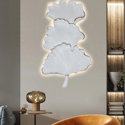 Applique murale LED en résine à feuille de ginkgo nordique contemporaine pour salon 