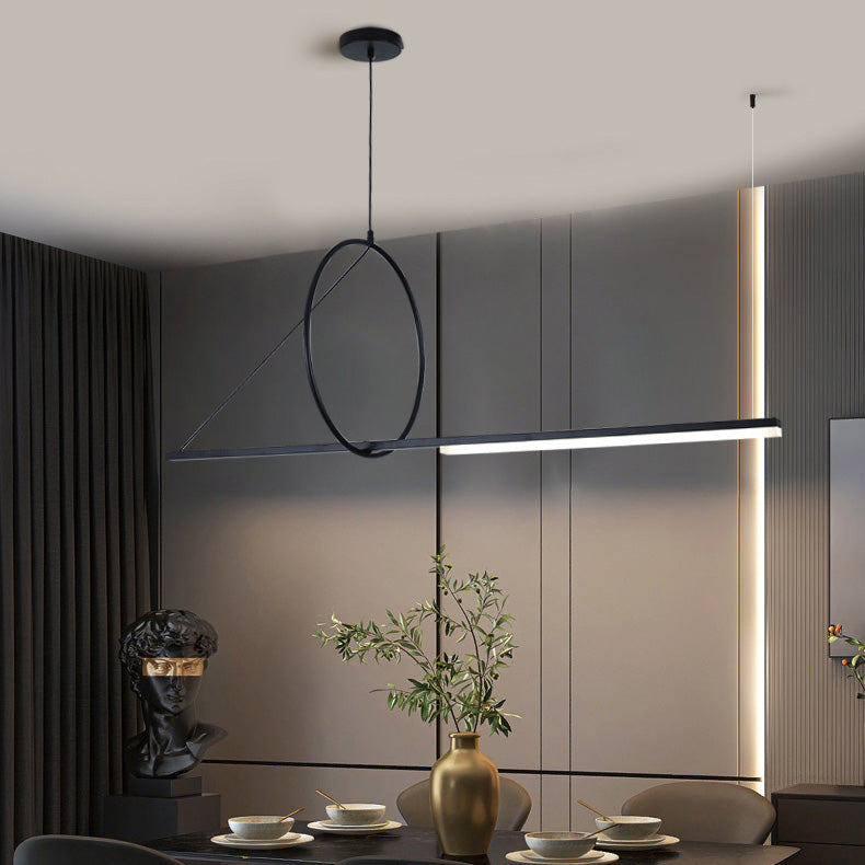 Moderne minimalistische lange Streifen Aluminium Acryl LED Insel Licht Pendelleuchte für Wohnzimmer 