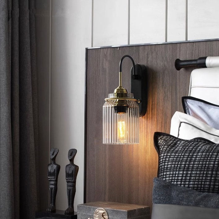 Cilindro de Lujo Moderno de Hierro y Vidrio con 1 Luz para Dormitorio 