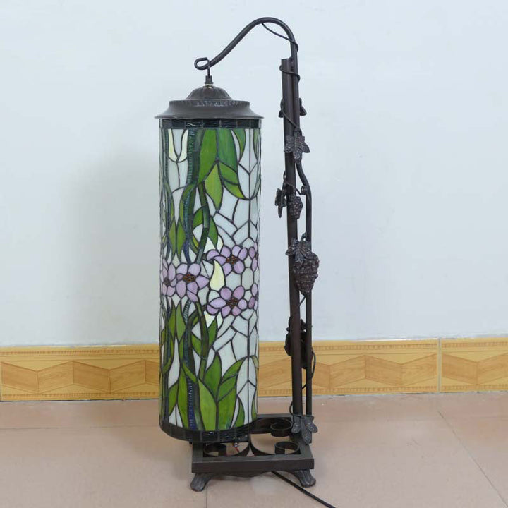 Lampe de sol traditionnelle Tiffany à colonne en fer avec verre à 2 lumières pour salon 