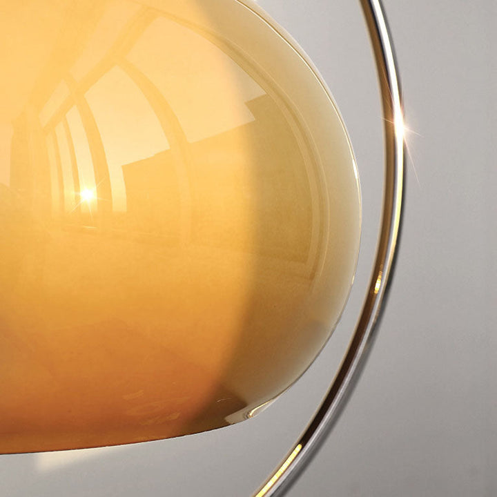 Suspension moderne minimaliste en fer et verre rond crème à 1 lumière pour salon 