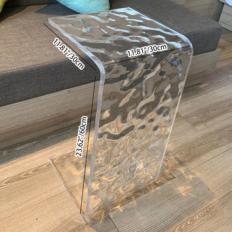 Zeitgenössischer nordischer quadratischer rechteckiger Ripple C-förmiger Beistelltisch eingebettet für das Wohnzimmer 
