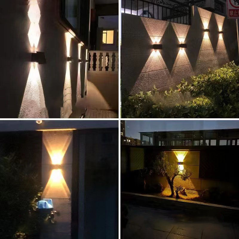 مصباح جداري LED مقاوم للماء بالطاقة الشمسية بتصميم بسيط حديث مصنوع من ABS وPMMA للمساحات الخارجية مثل الفناء 