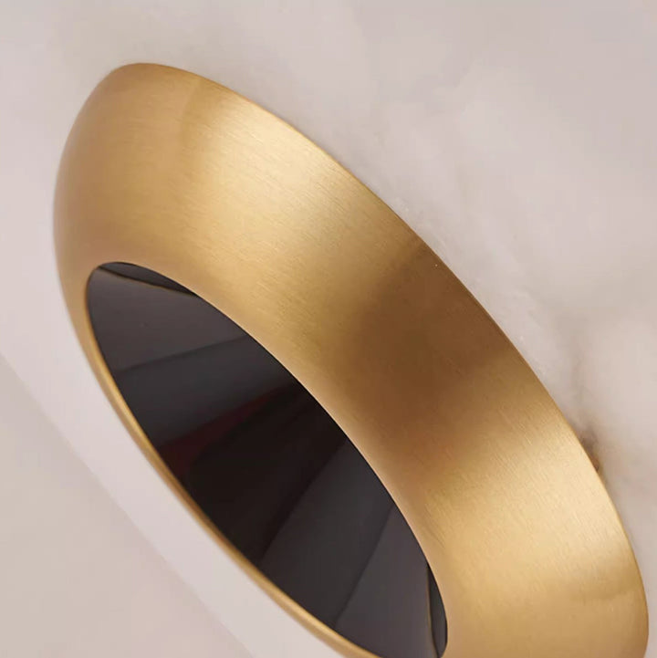 Lustre LED en aluminium et fer avec marbre rond minimaliste moderne pour salon 